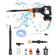 Rechargable Cordless Pressure Car Washer 110V-220V 200W Portable Electric Car Fence Cleaner Washing Gun 2 Nozzles for Garden