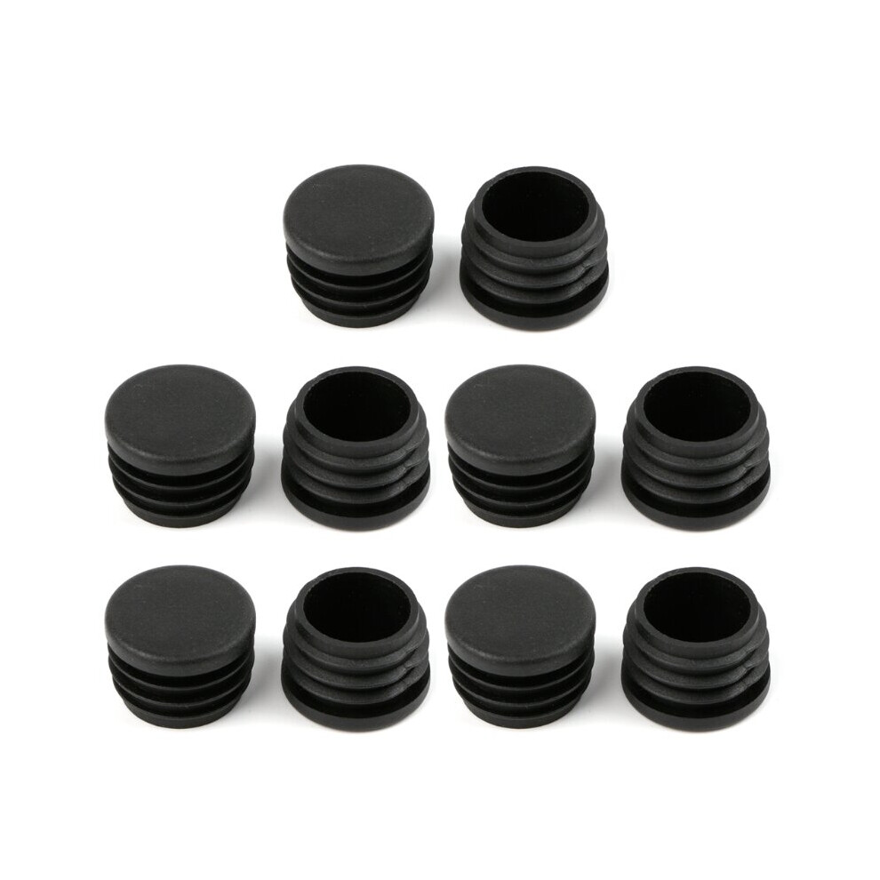 10Pcs Black Plastic Furniture Leg Plug Blanking End Cap Bung For Round Pipe Tube L69a 5063131302455