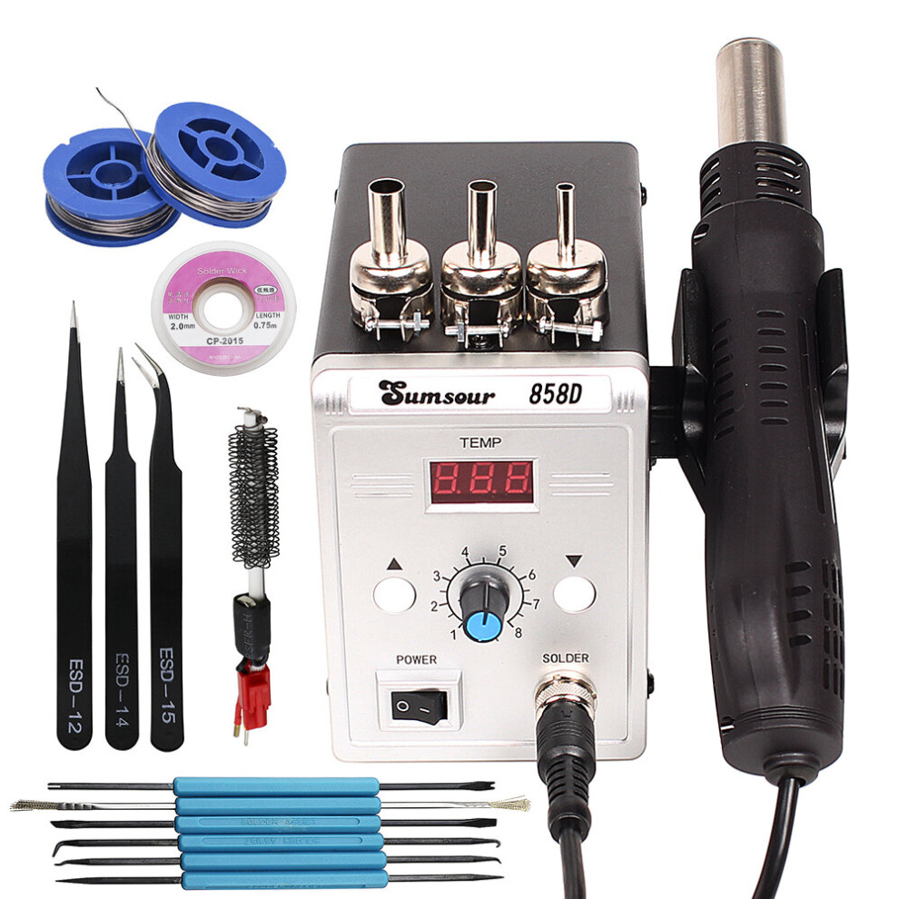 Hot Air Gun 858D 700W Bga Rework Solder Station Soldering Heat Air Gun Station 220V / 110V For Smd Smt Welding Repair With Gifts 5063131277340