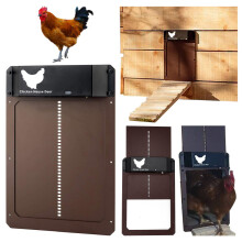 1PC Automatic chicken coop door light-sensitive rabbit hutch animal cage safety gate to prevent theft battery indicator