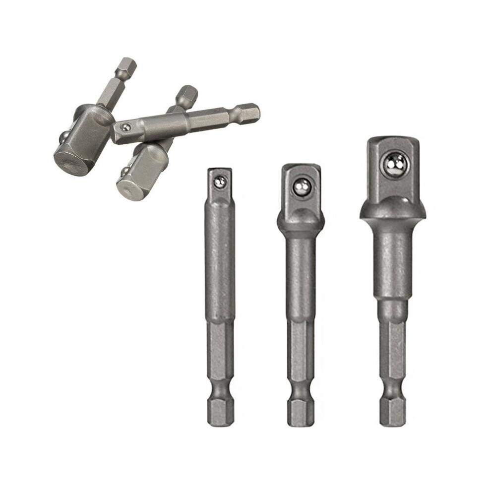 Wejoy 3Pcs Drill Socket Adapter For Impact Driver W/ Hex Shank To Square Socket Drill Bits Bar Extension Bit Set