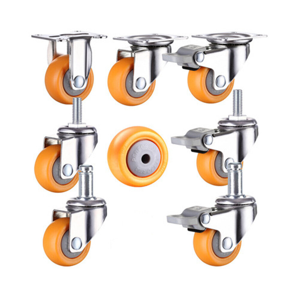 1/1.25/1.5/2 Inch Furniture Casters Wheels Orange Swivel Castor Trolley Rubber Castors 1Pc 5063131266948