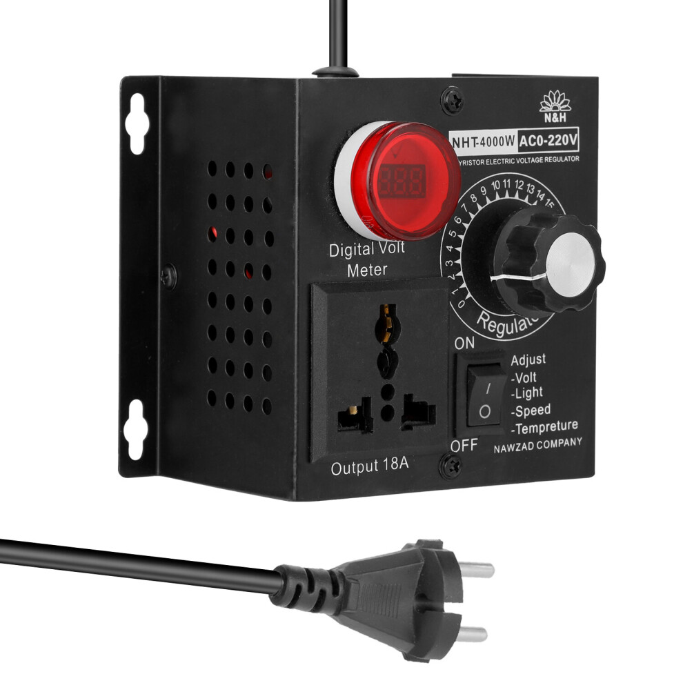 Wejoy Light Scr Voltage Regulator 110V 4000W Compact Variable Voltage Controller Portable Speed Temperature Voltage Adjuatable Dimmer