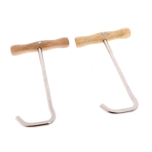 2pcs Stainless Steel Long Boots Pulls Hooks w/ Handle Equestrian Equipment 1