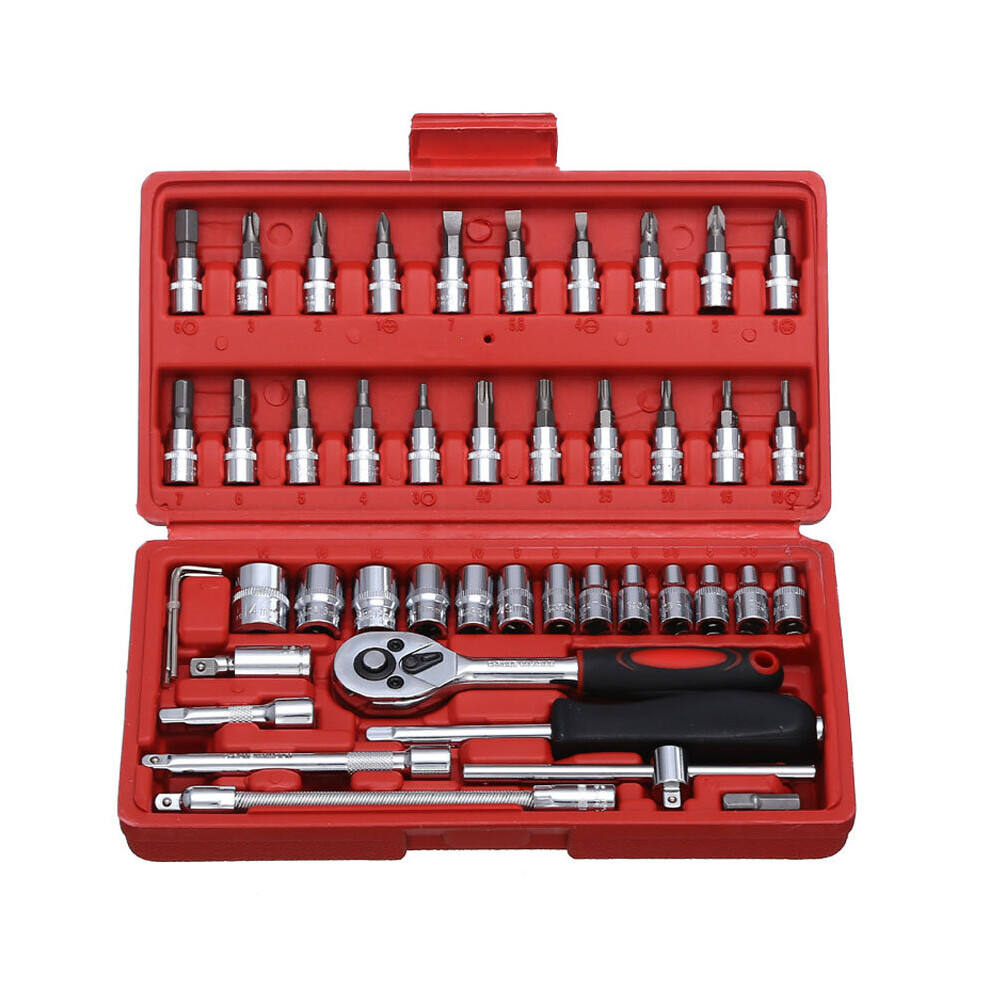 Jewii 46 Pcs Socket Wrench Set Sleeve Ratchet Wrench Assembly Tool Household Repair Tools Automotive Machinery Repair 5063131283426