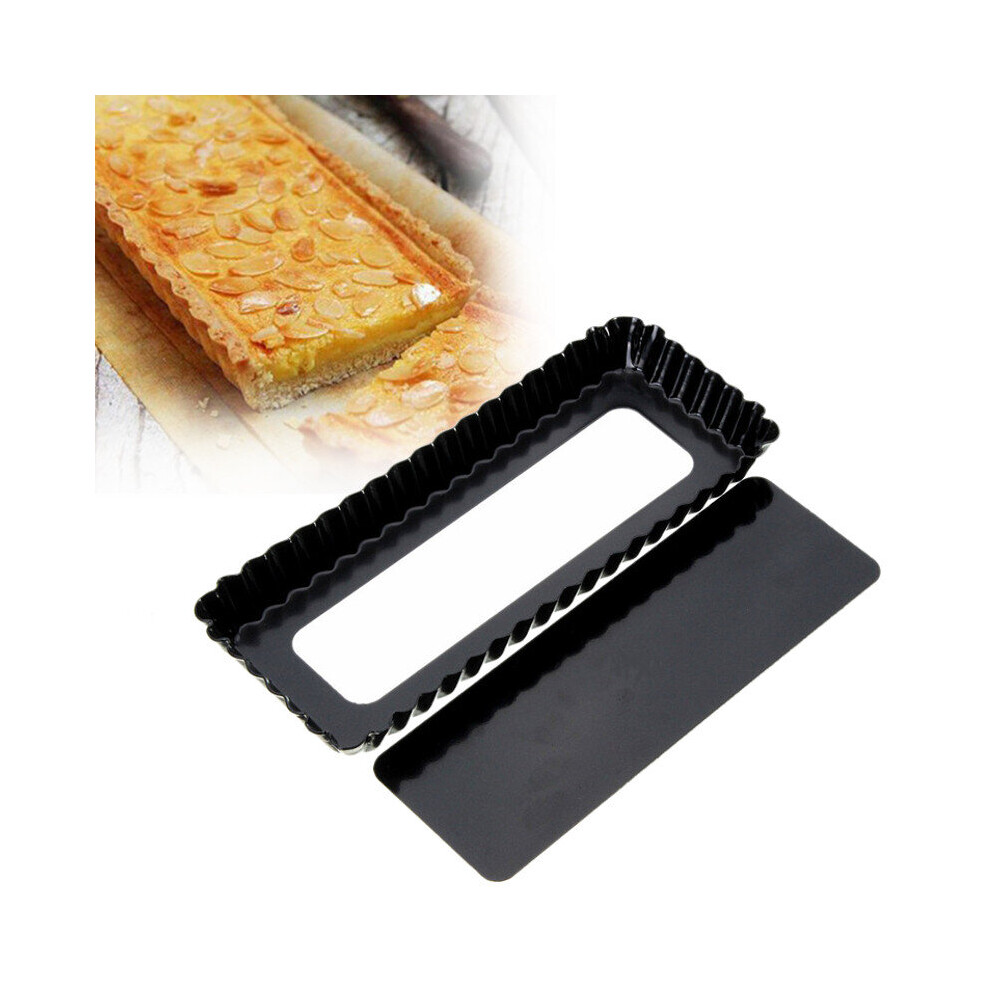 Wejoy Rectangle Fluted Pie Tart Pan Mold Baking Removable Bottom Nonstick Quiche Tool Rectangle Bakeware Template Dishes Cake Pans