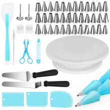 52 Pieces Cake Turntable Set Pastry Tube Fondant Tool Kitchen Dessert Baking Pastry Tools Cake Decor Kit Bakeware