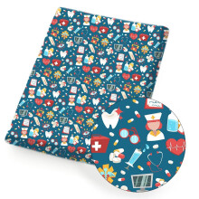 Polyester Cotton Fabric Protection Theme Nurse Cap Printed Fabric DIY Sewing Cloth Home Textile Garment 45*145cm 80g/pc IBOWS