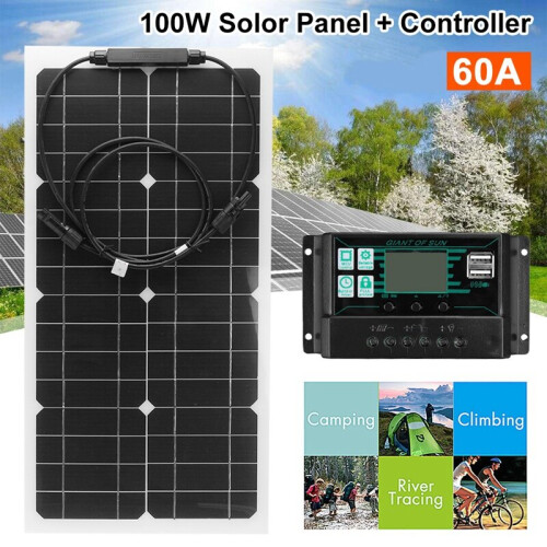 Flexible 100W Solar Panel Kit With 60A Battery Charger Controller For Caravan Rv 2