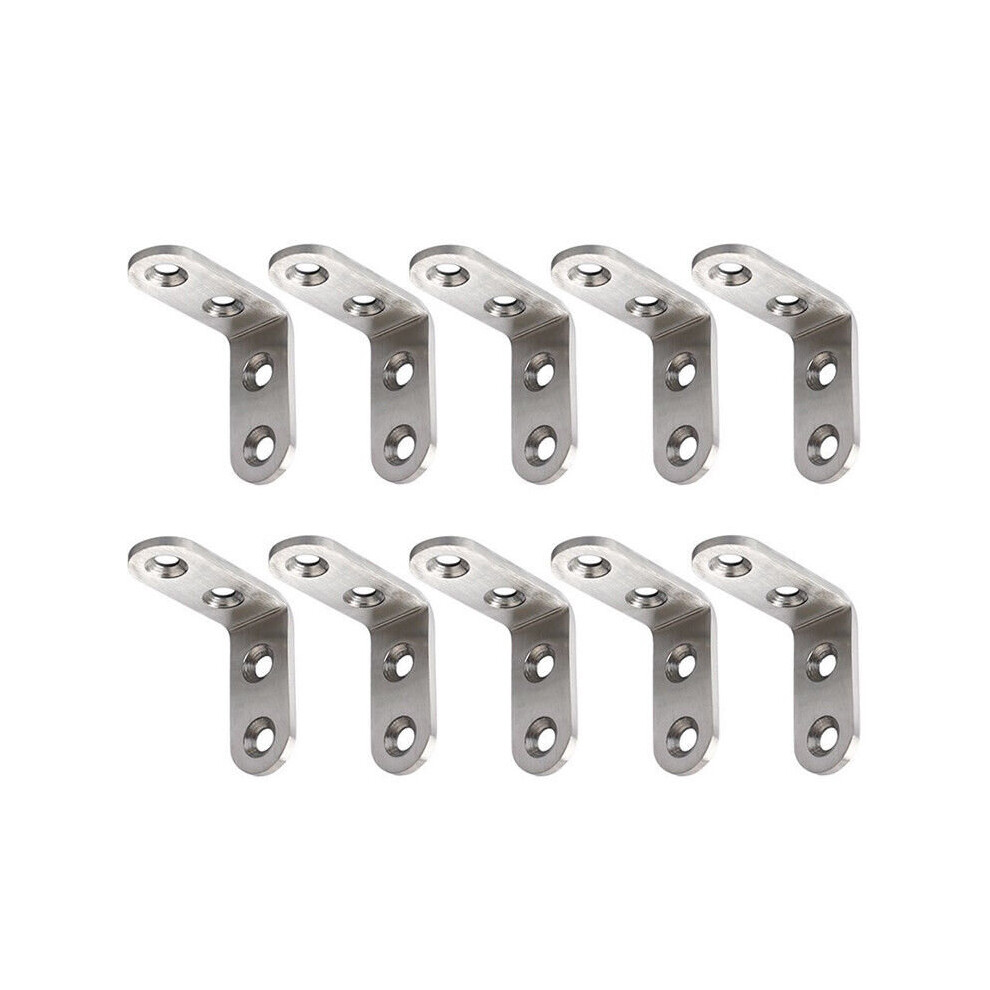 10Pcs Thick Stainless Steel Corner Brackets Right Angle Bracket Shelf Support Plate Connection Furniture Hardware Fasteners 5063131235340