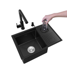 High Pressure with Cup Washer Sink Single Slot Kitchen Multifunctional Manual Slot Coffee Bar Water Bar 58x38cm for Small Pub