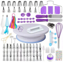137Pc Cake Turntable Set Kitchen Dessert Baking Pastry Tools Pastry Tube Fondant Tool Cake Decor Kit Bakeware