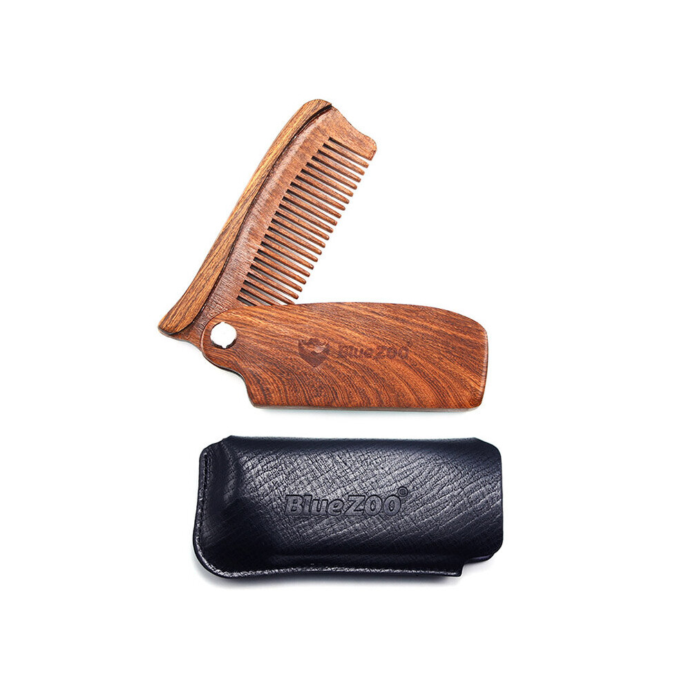Wejoy Unisex Blue Zoo Natural Hair Combs Beard Sandalwood Comb Folding Comb Fold Hair Combs Bearded Man Grooming Fashion Handle Hair Care Kit