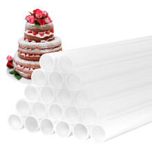 20Pcs Cake Dowels White Plastic Cake Support Rods cake tool Straws with 0.4" Diameter & 9.4/11.8" Length Reusable cake stand