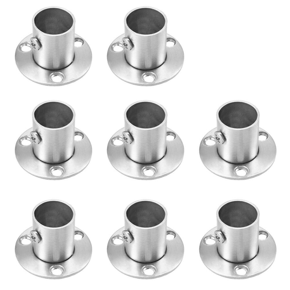 Uxcell 8Pcs Stainless Steel Pipe Fittings Wardrobe Pipe Bracket Wall Mount Floor Rod Flange Socket 19Mm-32.5Mm Dia Hardware Tool 5063131260243