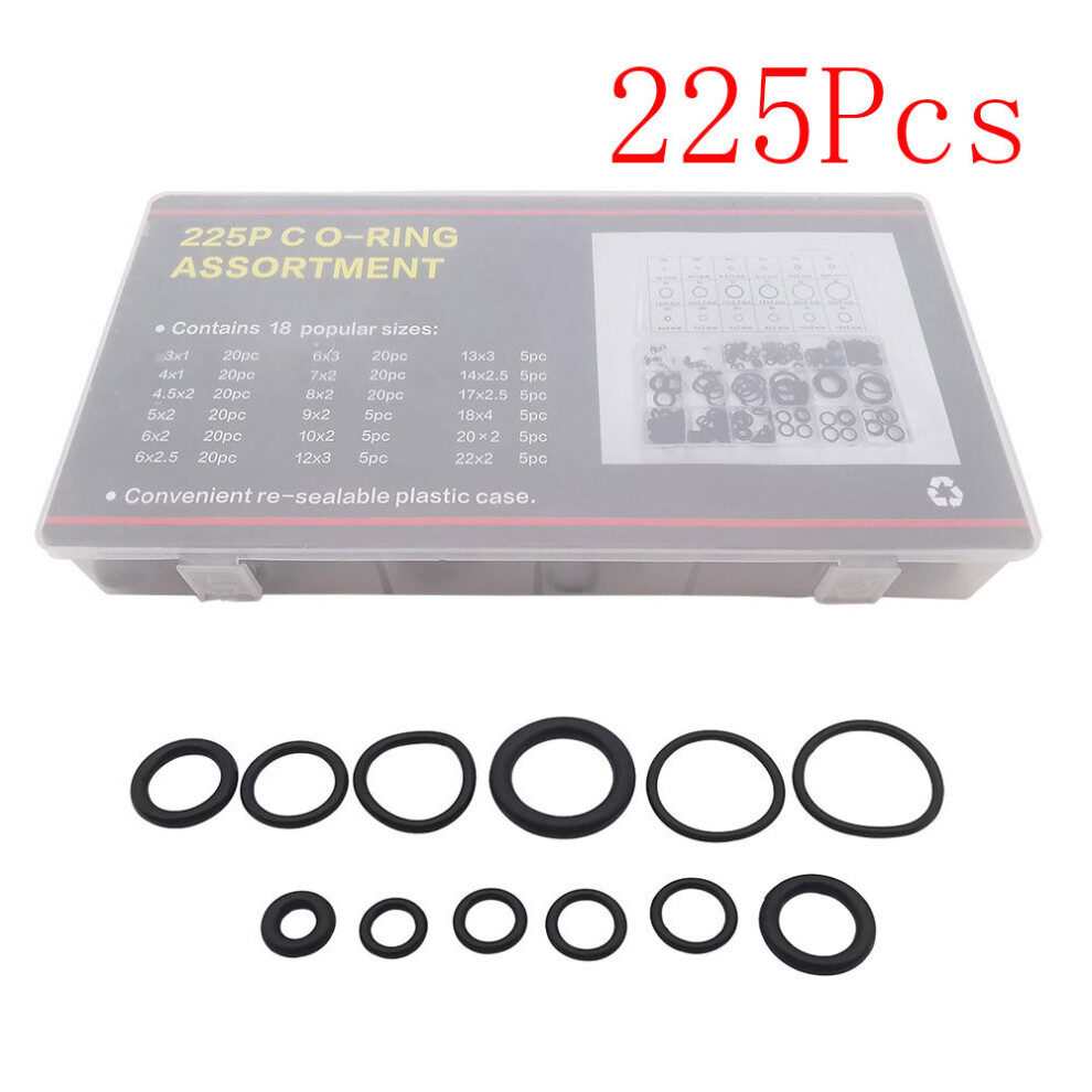 225Pcs O Ring Rubber Assortment Washer Seals Watertightness Set Washer Ring Kit For Plumbing Automotive Mechanic Repairs 5063131296372