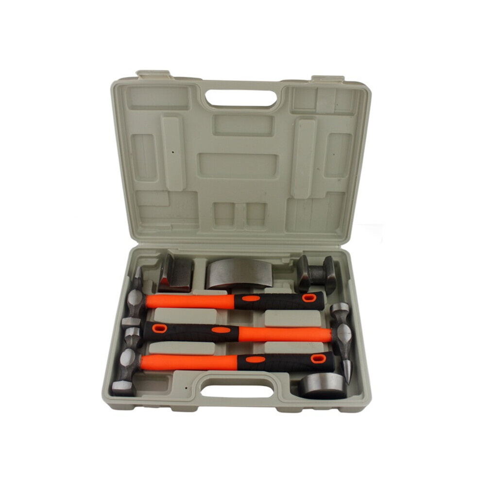 7Pcs Auto Body Dent Repair Hammer Dolly Tool Kit Panel Beater Sheet With Plastic Case 5063131280487