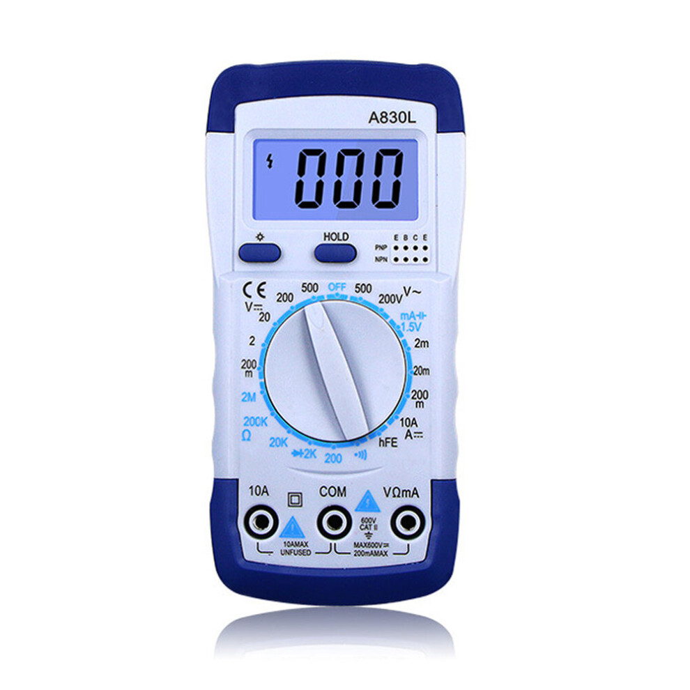 1Pcs A830l Lcd Digital Multimeter Ac Dc Voltage Diode Freguency Multitester Current Tester Luminous Display With Buzzer Function Blue/White/Yellow 5063131287073