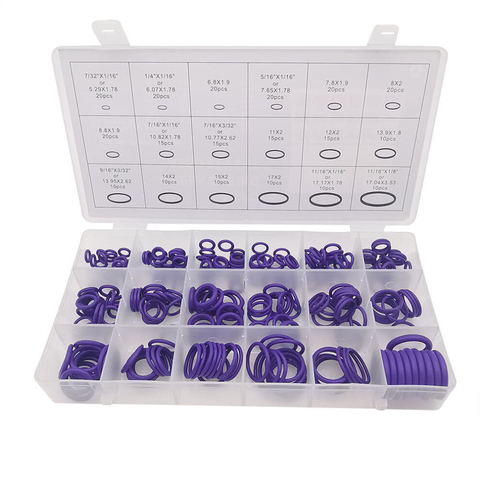 270Pcs/Box O Rings Rubber 18 Sizes Purple Nitrile Sealing Gasket Washer Ring Tools Assortment Kit For Car Faucet Plumbing Repair 5063131296518