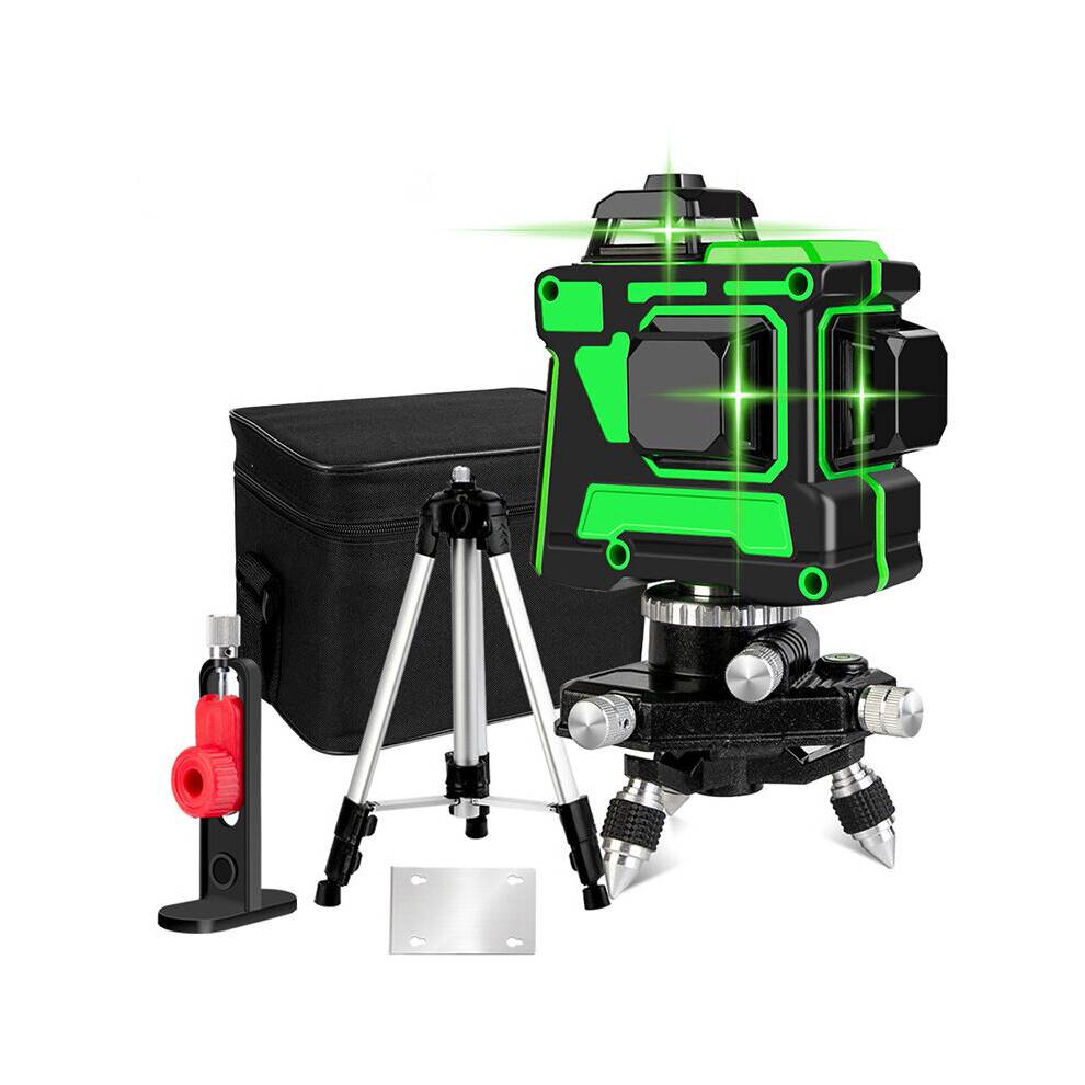 12 Lines 3D Green Laser Level Self-Leveling 360 Degre Horizontal Vertical Cross Lines Green Laser Line Tripod Construction Tools 5063131274370