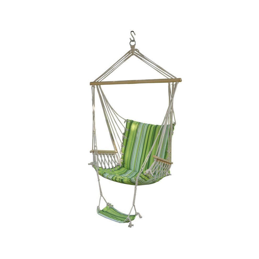 Portable Garden Hanging chair Cotton Rope Swings seat Hammock Swinging Wood Outdoor Indoor Swing Seat Hammc Chair with foot pad