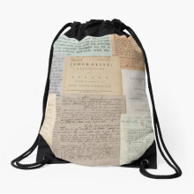 Alexander Hamilton Papers Collection Drawstring Backpack - Soccer-Themed Gym/School Bag, Lightweight & Durable, 42x36cm, Adjustable Straps