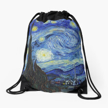 Vincent van Gogh Starry Night Drawstring Backpack - Lightweight Gym/School Bag, Durable Sport Bag