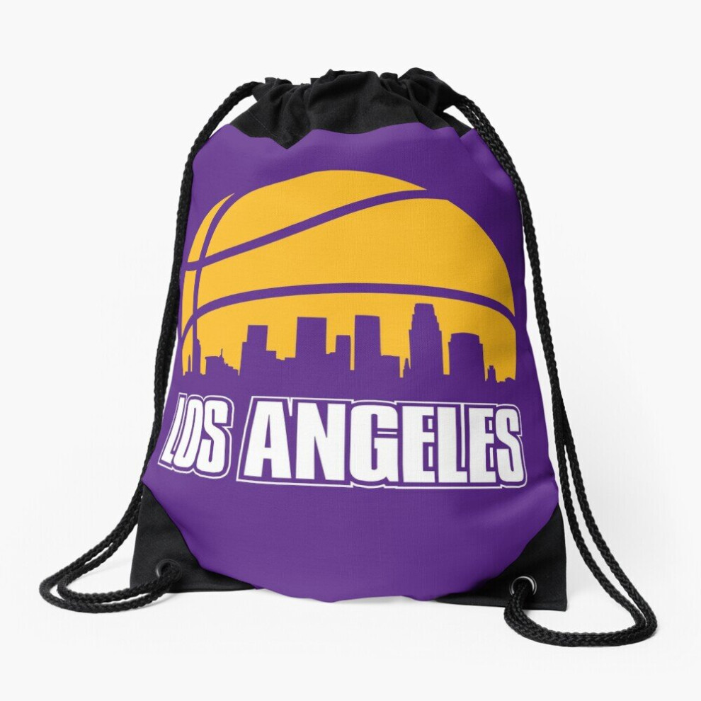 Drawstring Bag Retro Lakers Basketball LA City Skyline Sport Gym Shoe Backpack