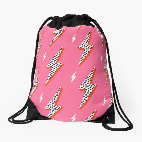 Drawstring Bag Lightning bolt thunder flash preppy pink Sport Gym Shoe Backpack