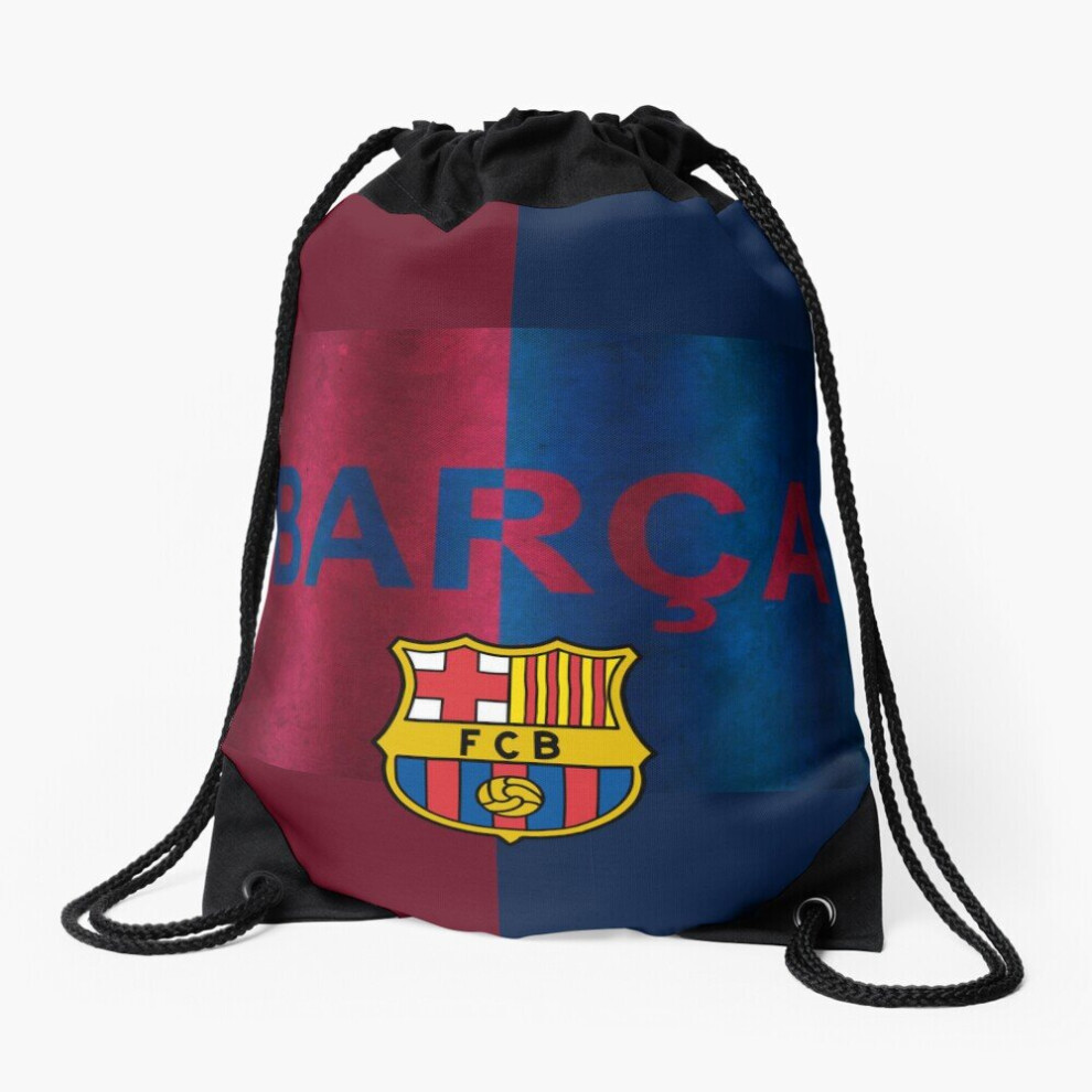 FC Barcelona Drawstring Backpack - Lightweight Gym/School Bag, Adjustable Straps, Water-Resistant, Compact & Foldable