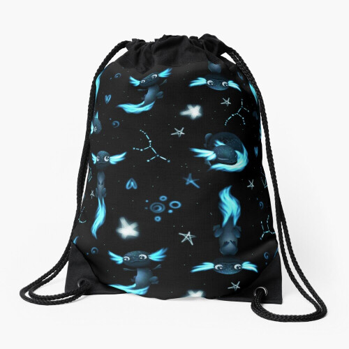 Axolotl Black Pattern Print Backpack main image 0