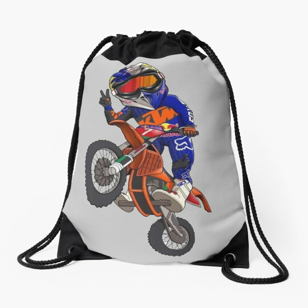 Drawstring Bag Motocross Rider Sport Gym Shoe Backpack