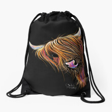 Drawstring Bag CoW PRiNT SCoTTiSH HiGHLaND ' NooDLeS ' Sport Gym Shoe Backpack