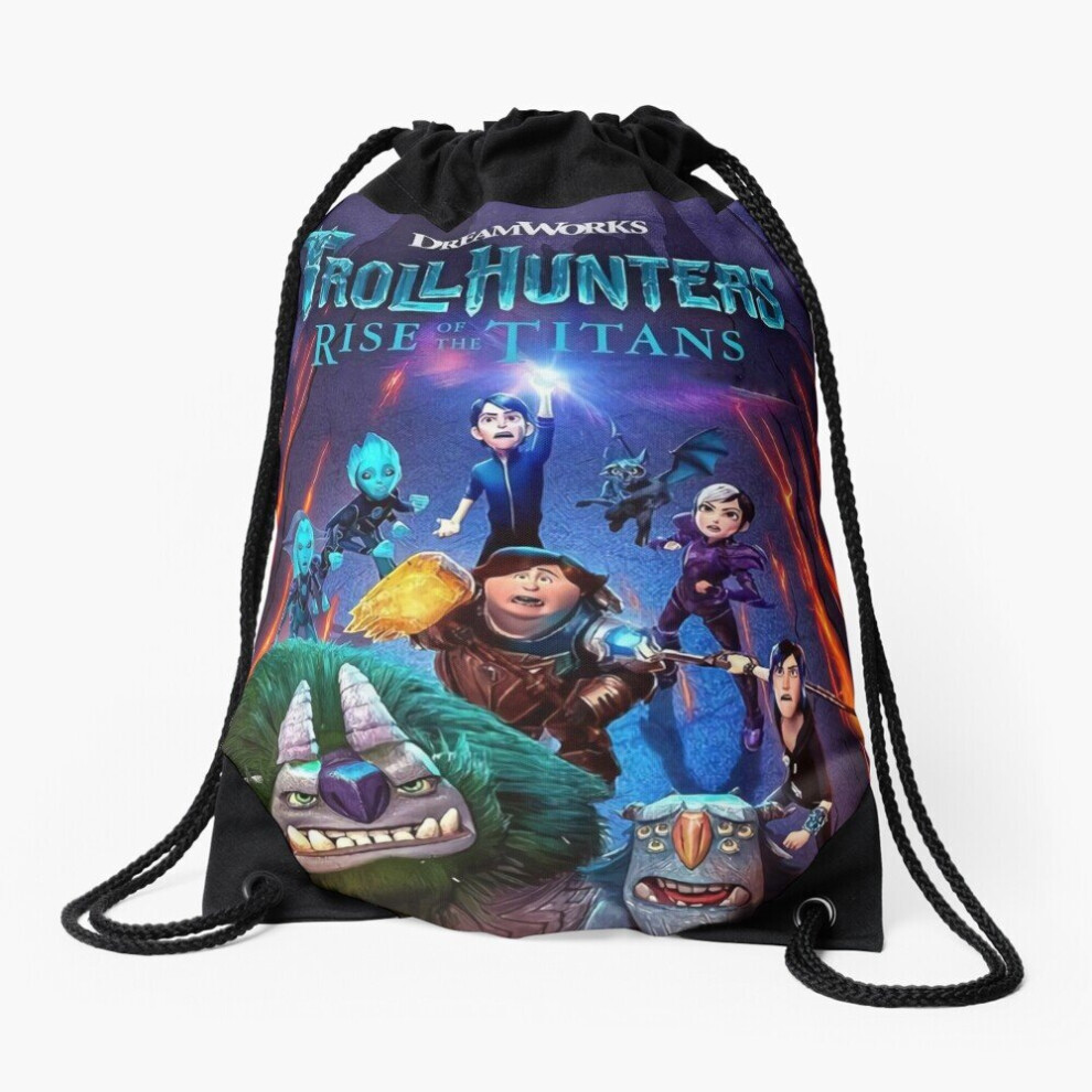 Famgem Drawstring Backpack Trollhunters: Rise Of The Titans - Lightweight, Durable Sport Gym Bag, Soccer-Themed, Adjustable Strap