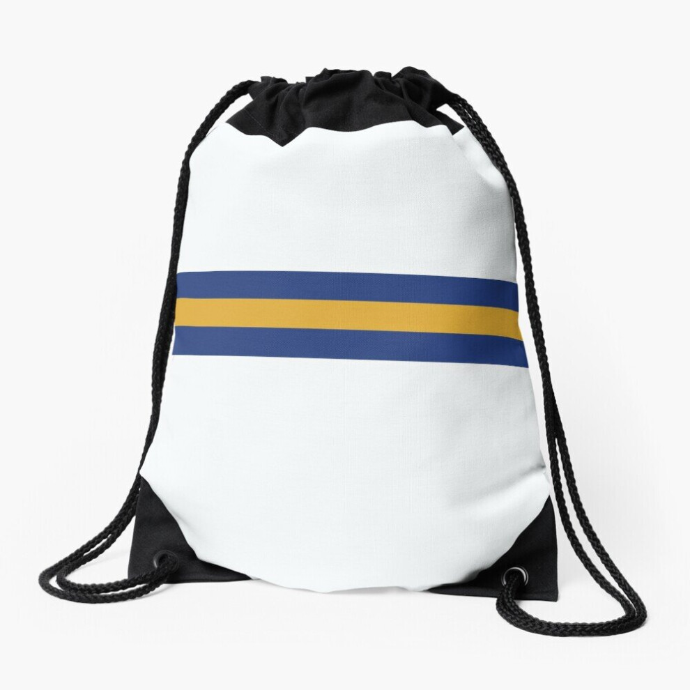 Drawstring Bag Leeds United Retro 1994 Home Jersey White Yellow Blue Bar Design Sport Gym Shoe Backpack