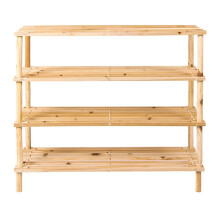 (4 Tier) AAMEN Natural Shoe Rack Wooden, Footwear Storage Organizer