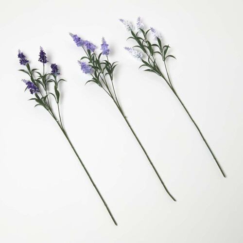 Homescapes Artificial Lavander Spray Single Stem Set of 3, 68cm