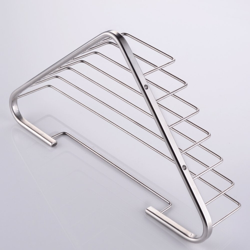 Nes Home Bathroom Wall Mounted Corner Stainless Steel Caddy Storage Shelf Rack Basket