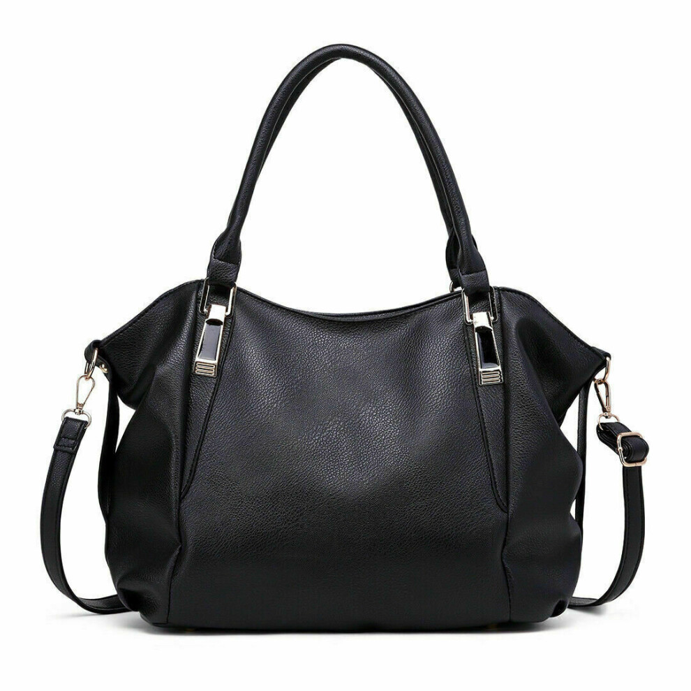 (  Black) Ladies Soft Faux Leather Hobo Handbag Shoulder Bag