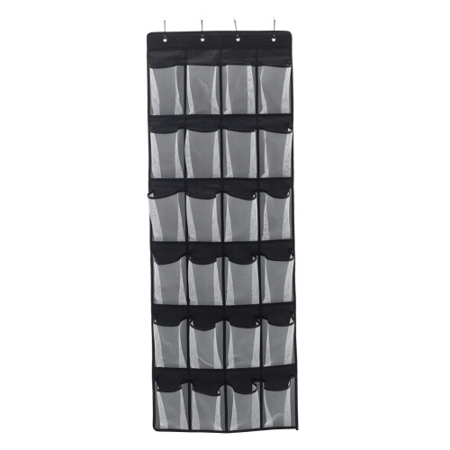 Living And Home 24 Pocket Fabric Door Hanging Storage Bag Black 2