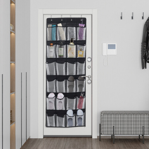 Living And Home 24 Pocket Fabric Door Hanging Storage Bag Black 1