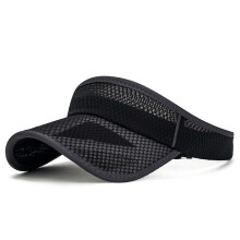 (Black) Stylish Sun Visor Absorb Sweat Cap Unisex Mesh Sport Adjustable Tennis Golf  Hat