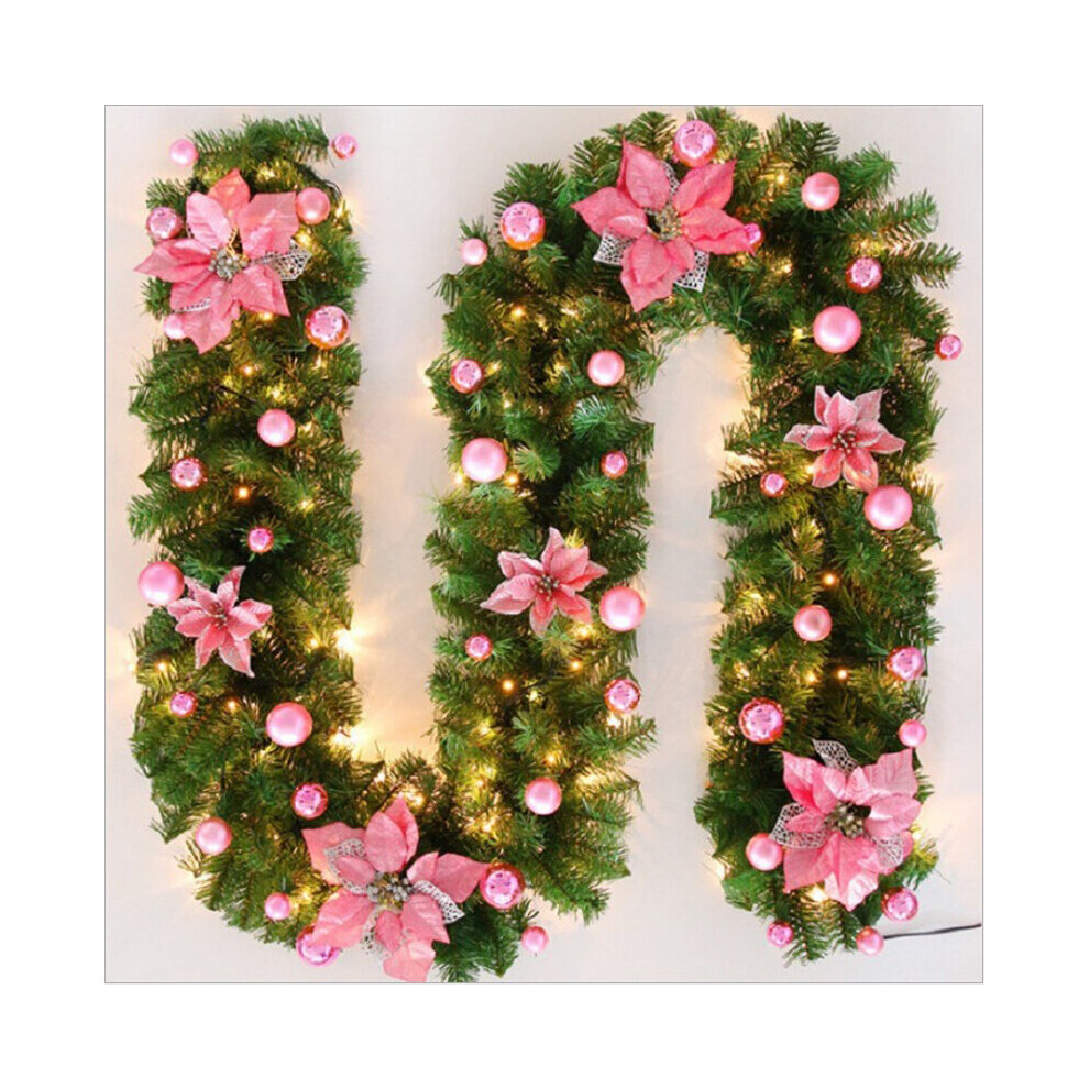 Srj Star (Pink) New 9Ft Christmas Garland Xmas Imperial Pine Fireplace Wreath Ornaments With Pink