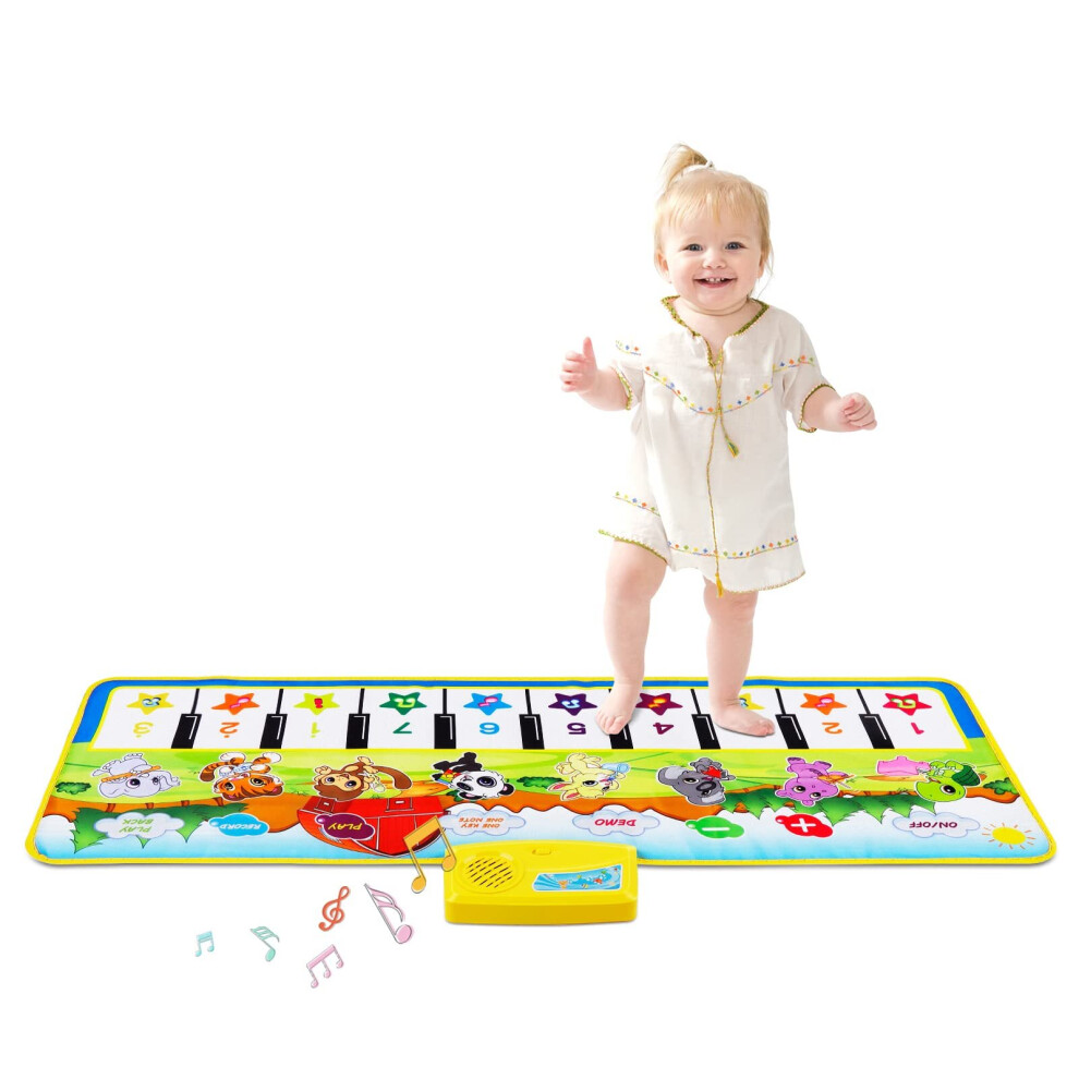 (OB-GQT-001-animal) Kids Piano Mat, Touch Play Dancing Musical Mat