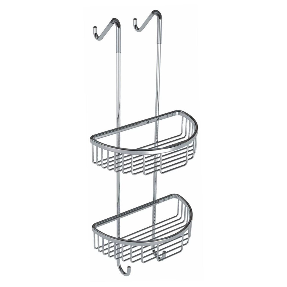 2 Tier Double Stainless Steel Caddy Shelf Wire Rack Storage Basket Never Rusts