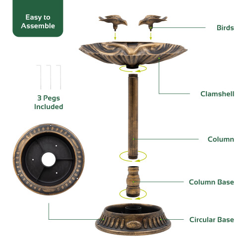Gardenkraft 17390 Bird Bath with Built-In Base Planter / Bronze Effect 2