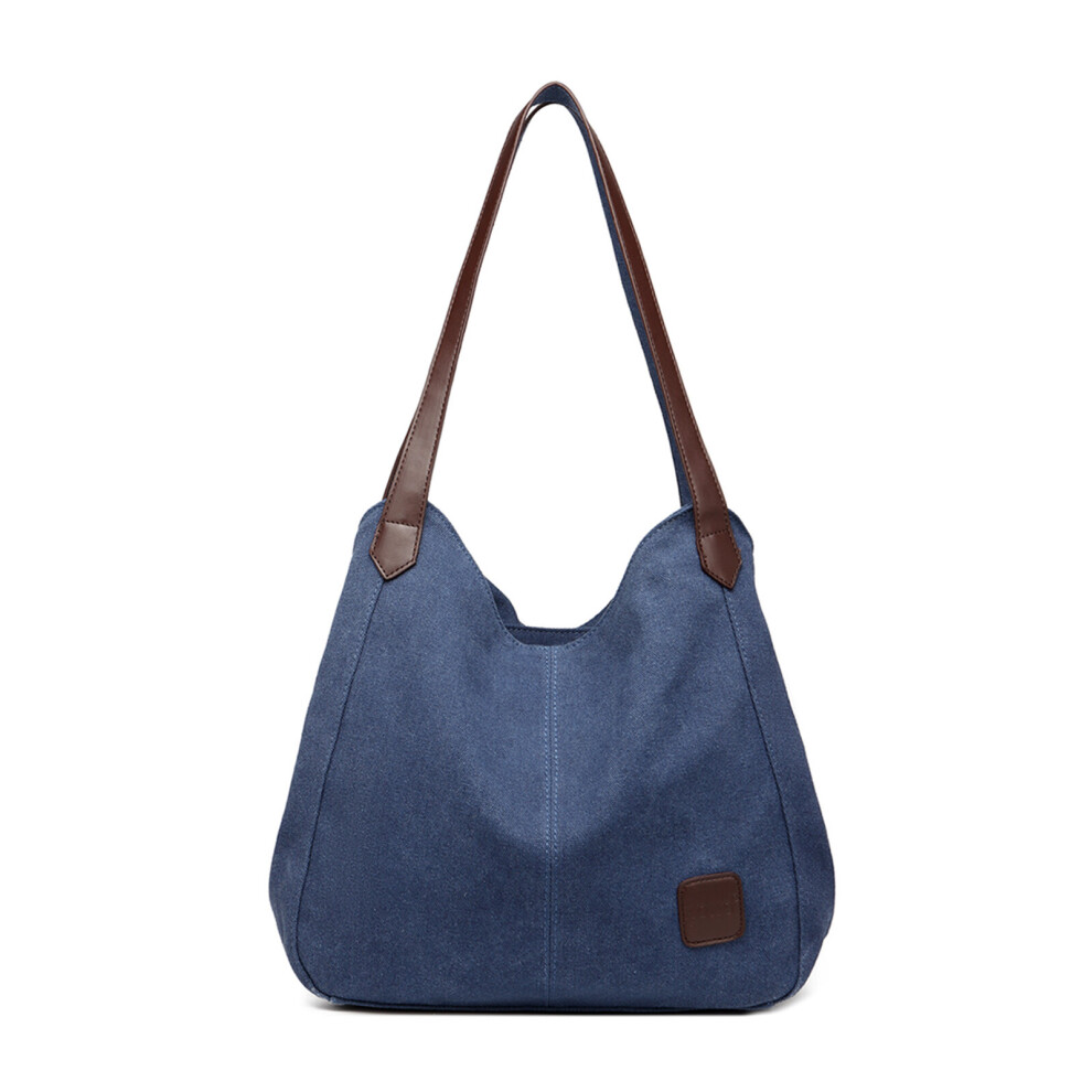 (Navy) Kono Canvas Shoulder Tote Bag