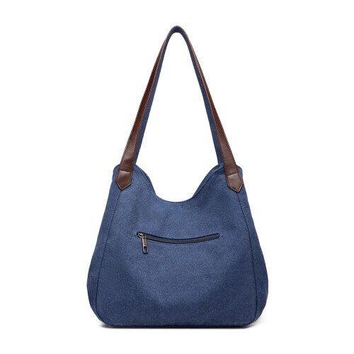 (Navy) Canvas Shoulder Tote Bag 2