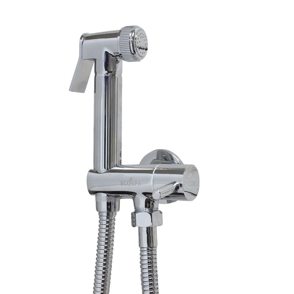 Ecospa Handheld Bidet Spray Kit Chrome Shattaf Douche Holder Hose Shutoff