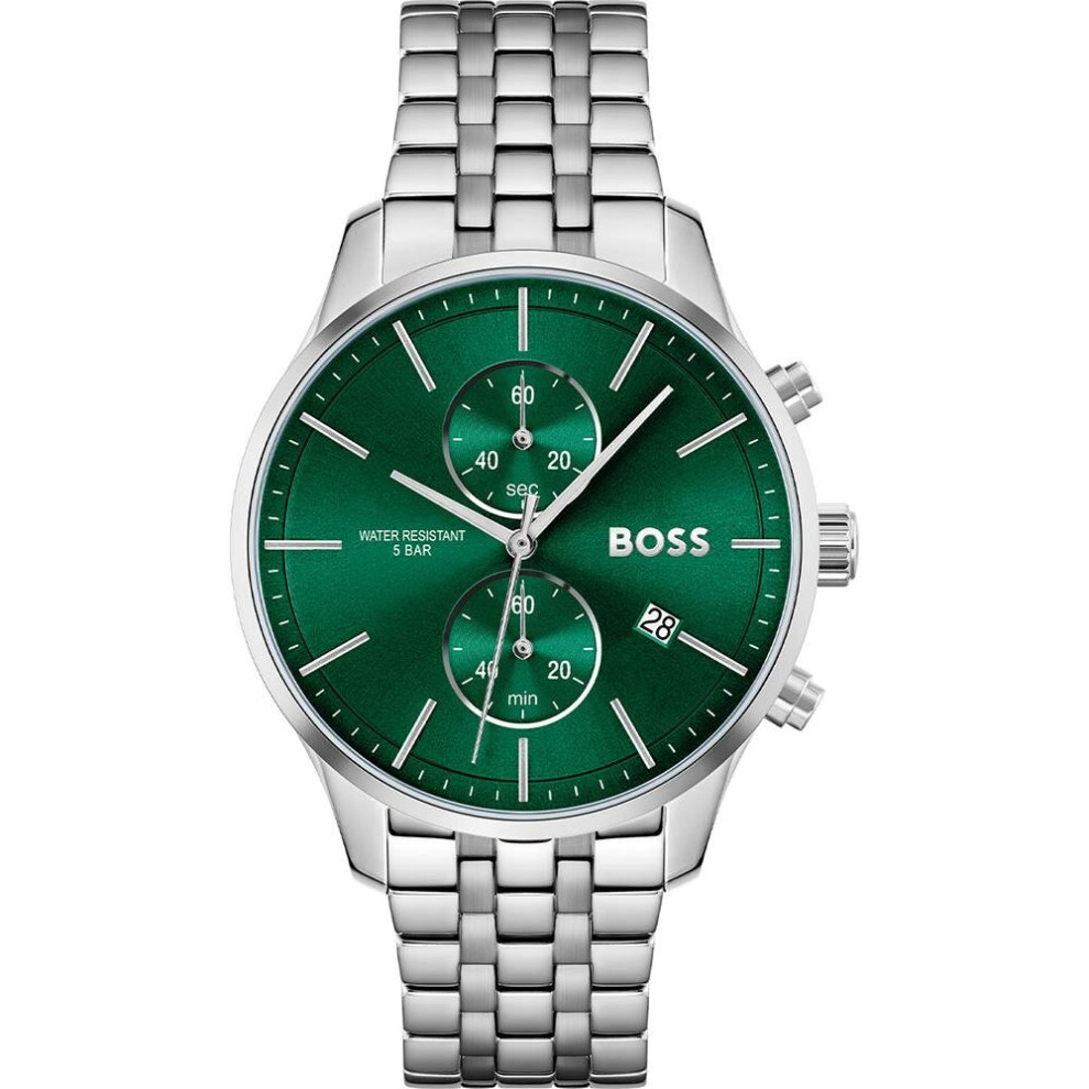 Hugo Boss 1513975 Associate Chronograph Men's Watch Green,Silver